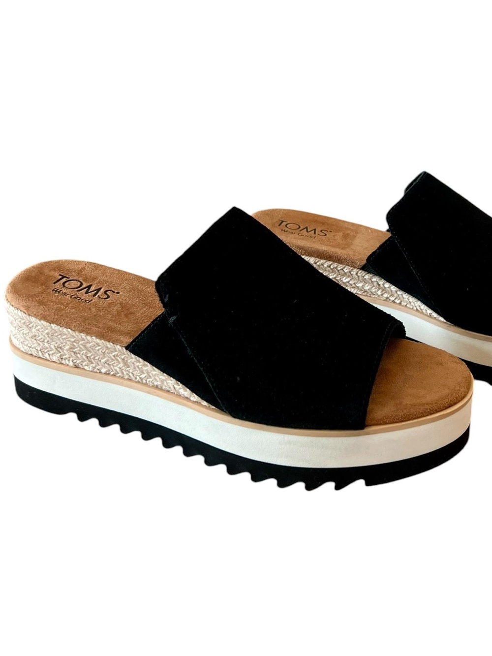 NEW TOMS Diana Wedge Sandal Black - Picture 3 of 5